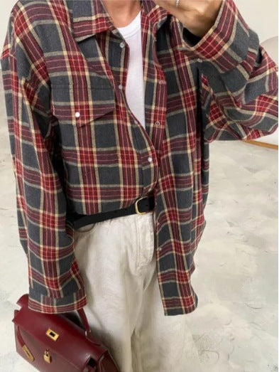 Checked timeless shirt for women | Maple -6
