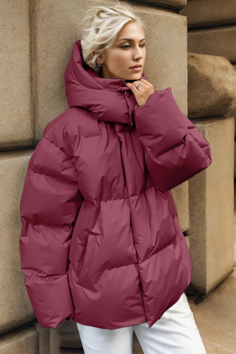 Puffer hooded winter coat warm jacket for women -5