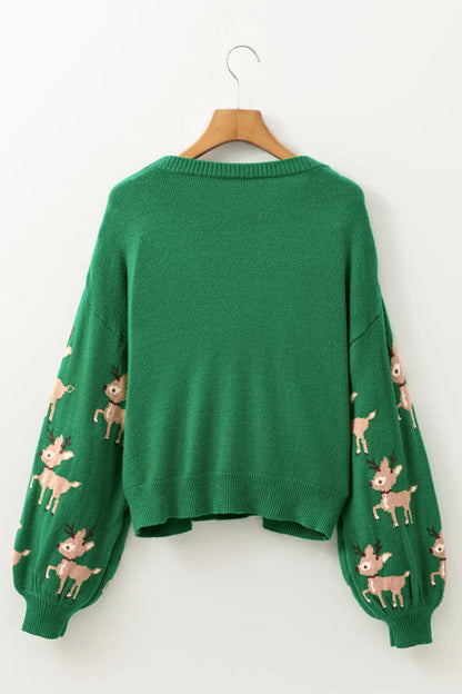 Christmas knit long-sleeve pattern renne sweater for women -6