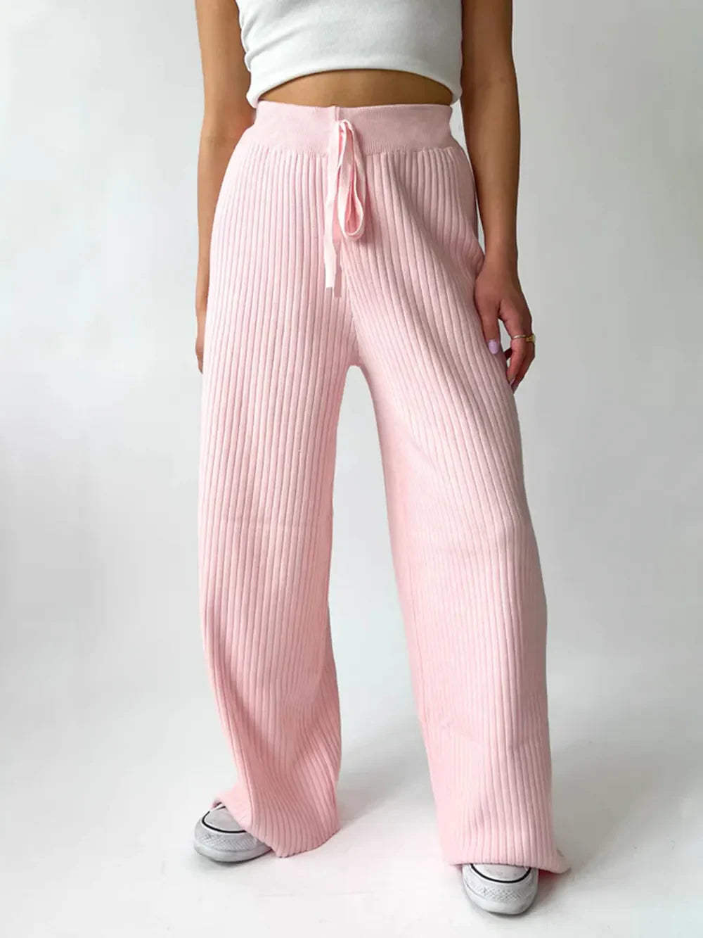 Leg casual high-waisted trousers for women | Wide -10