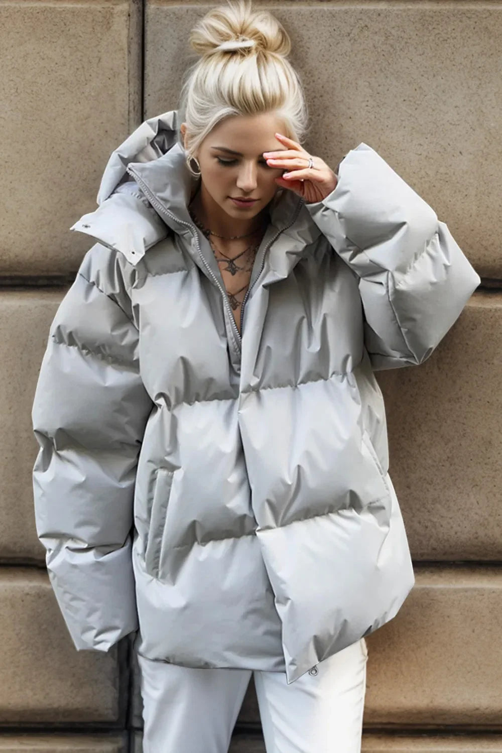 Puffer hooded winter coat warm jacket for women -10