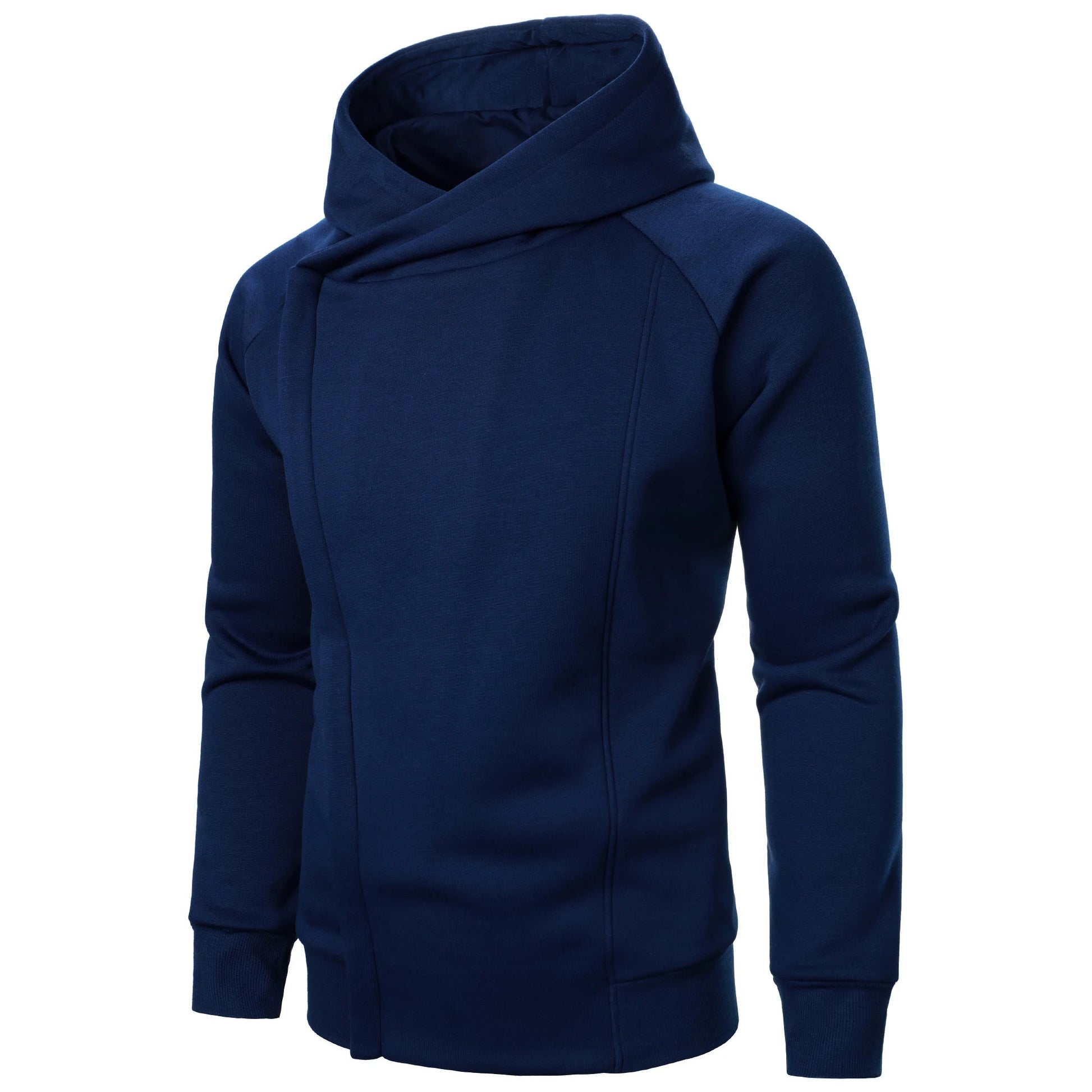 Asymmetric zip sculpted crossover hood hoodie for men | Kaelen -7