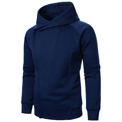 Asymmetric zip sculpted crossover hood hoodie for men | Kaelen -7
