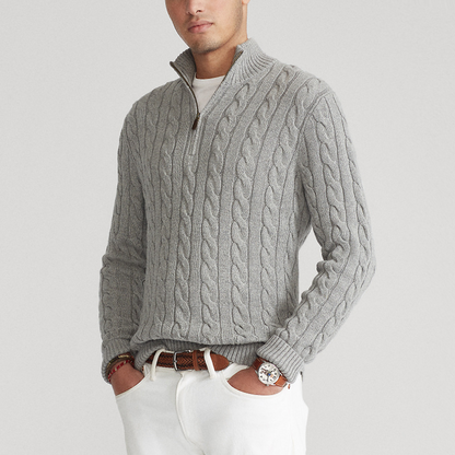 Knit cable-knit quart zip sweater for men | Henri -6