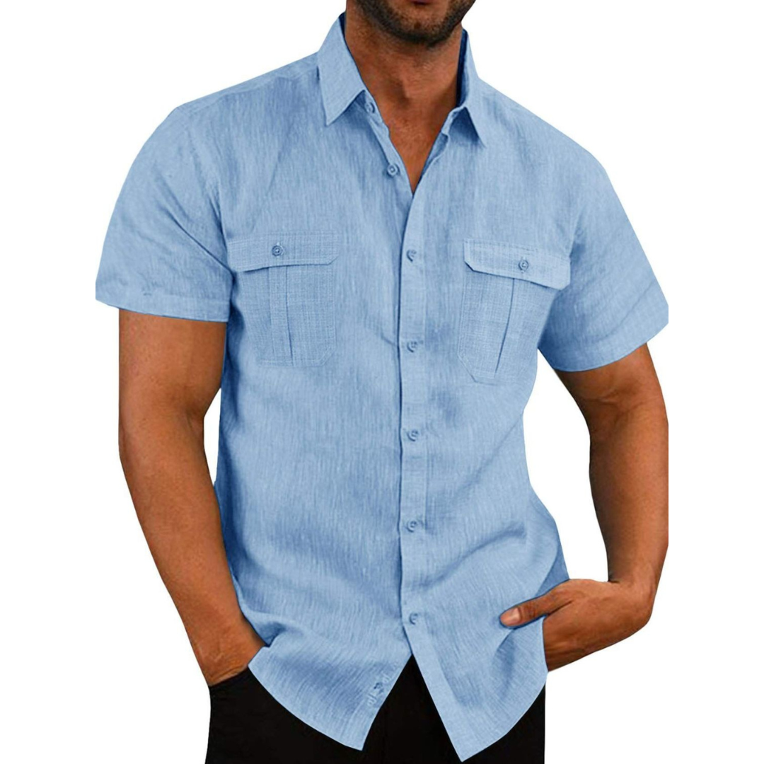 Short-sleeve lapel collar shirt for men -8