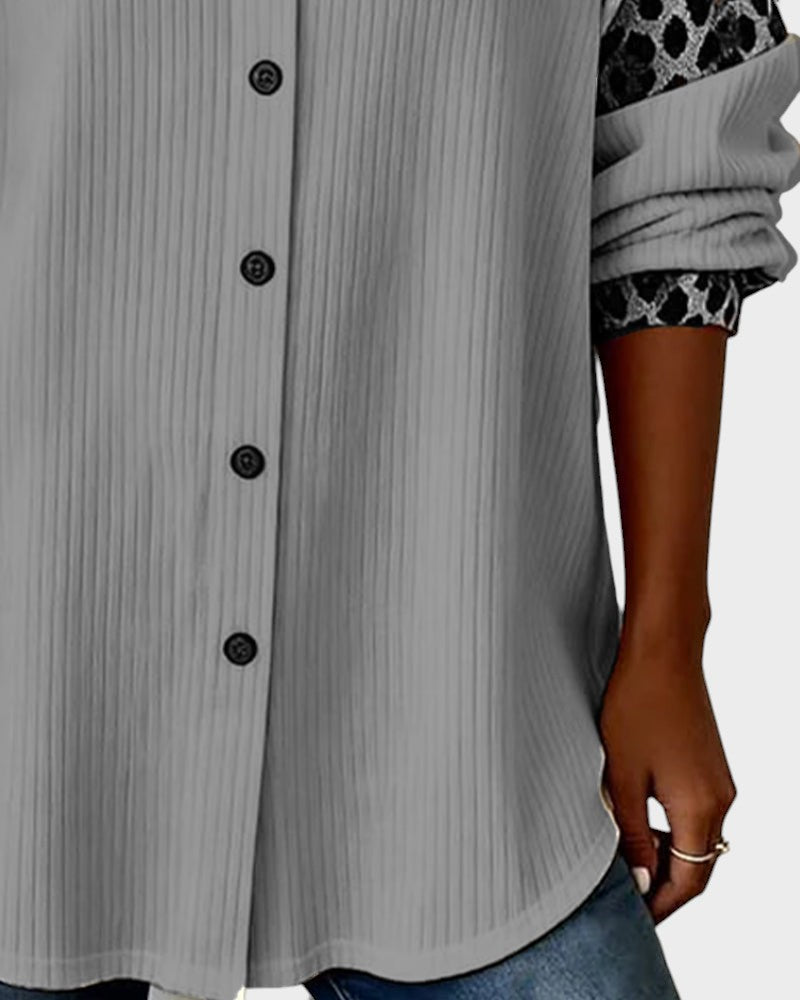 Two-tone buttoned printed details shirt for women | Orelia -11