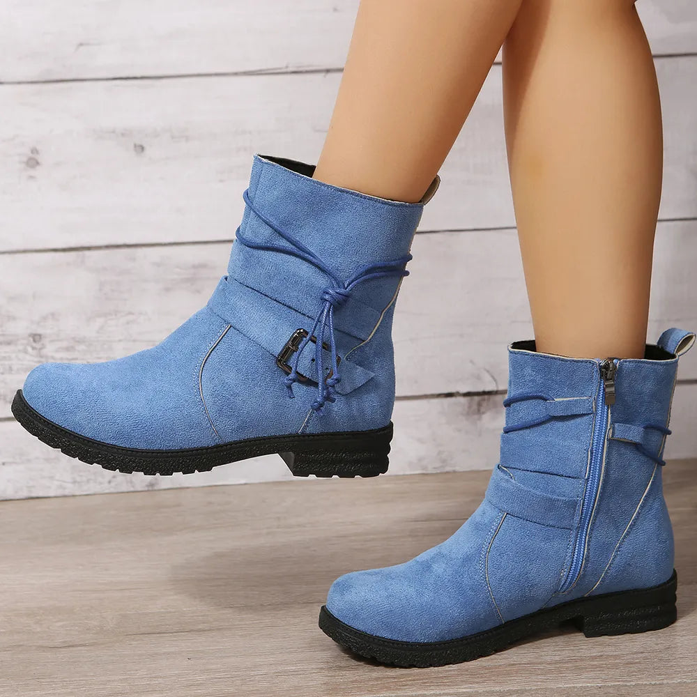 Ankle heel bas suede boots for women | Alexandrine -9