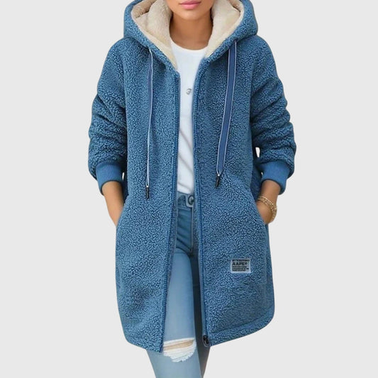 Long hooded jacket for women | Elora -1