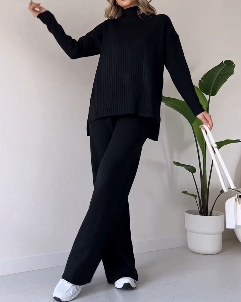 Elegant casual set for women | Ribbed style -2