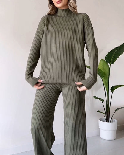 Elegant casual set for women | Ribbed style -3