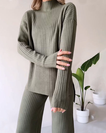 Elegant casual set for women | Ribbed style -4