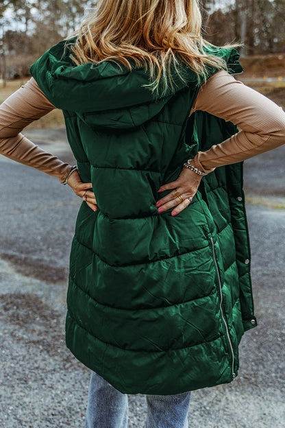 Puffer long sleeveless jacket for women -11