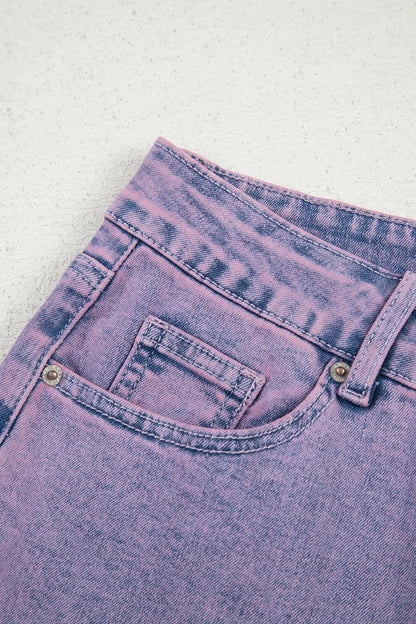 Court violet jeans for women | Denim washed with hem raw -8