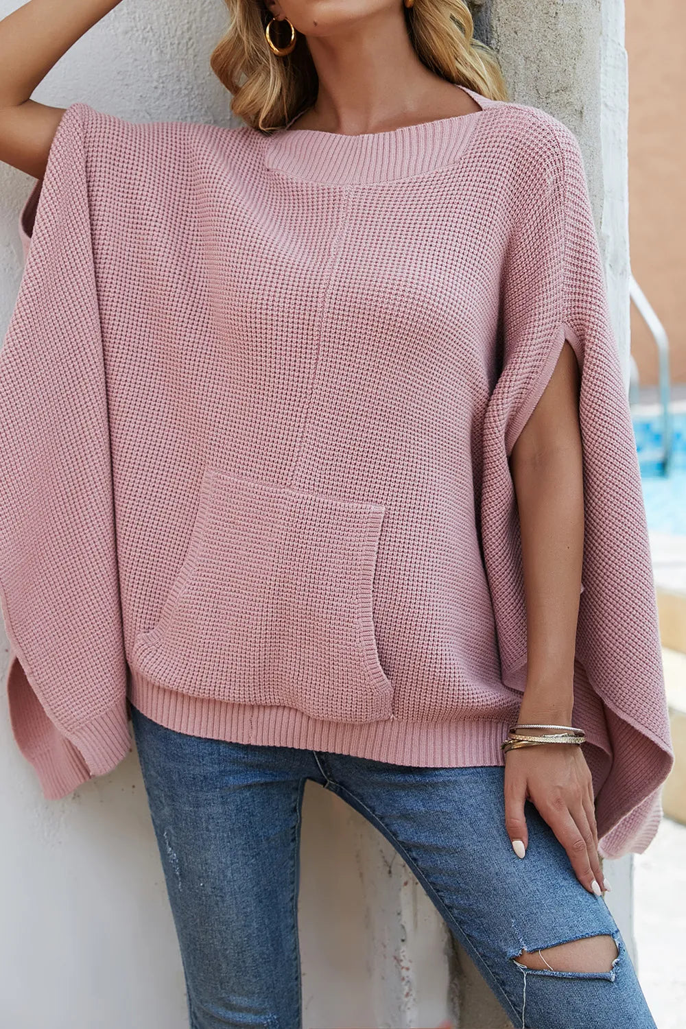 Knit style poncho sweater for women | Alienor -5