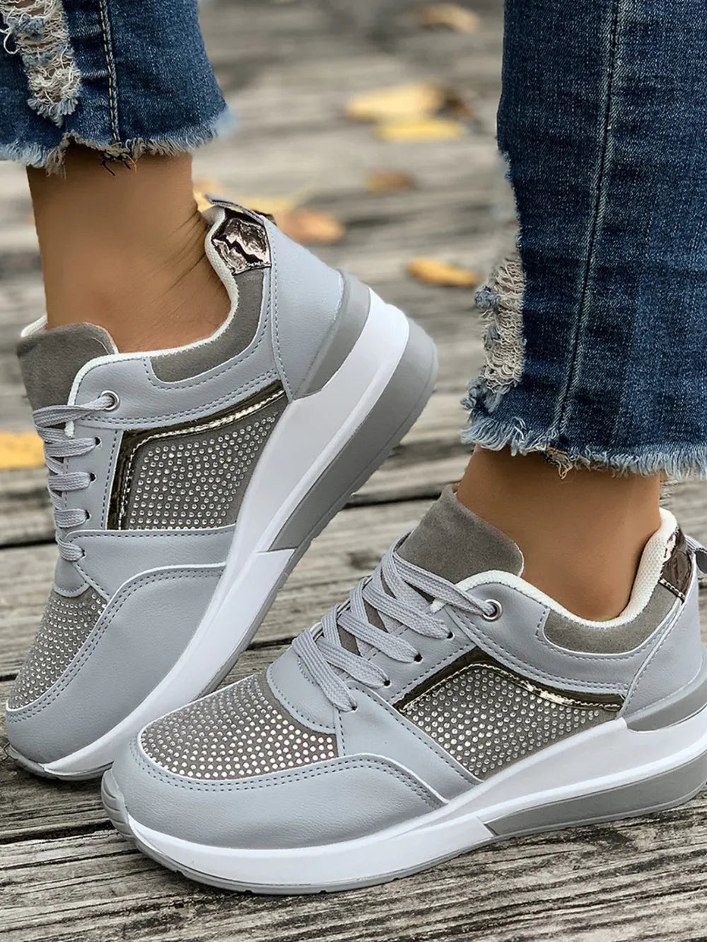 Wedges lace-up sneakers for women -7