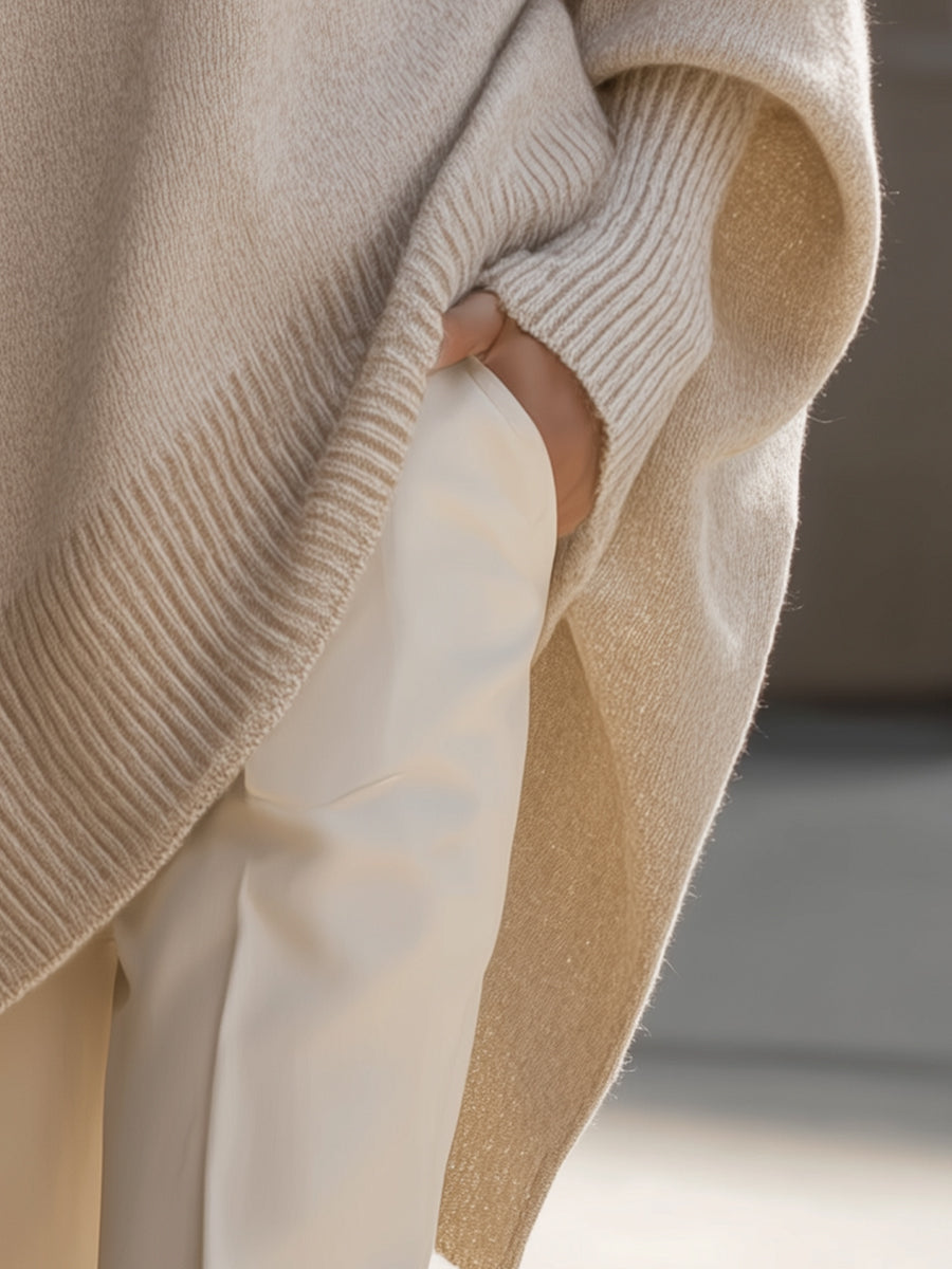 Elegant oversized flowing silhouette poncho for women | Madison -11