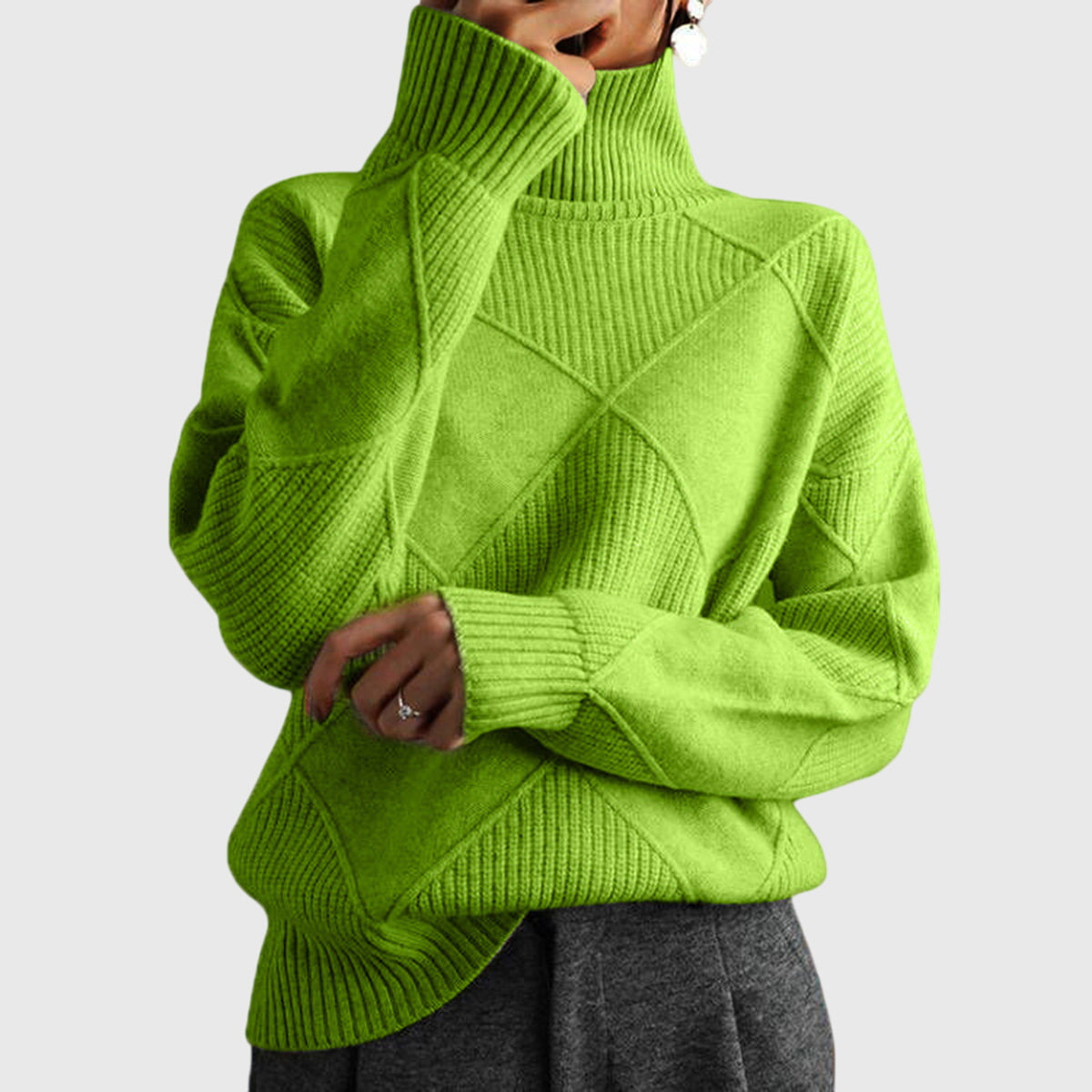 Geometric elegant sweater turtleneck for women | Seraphina -6