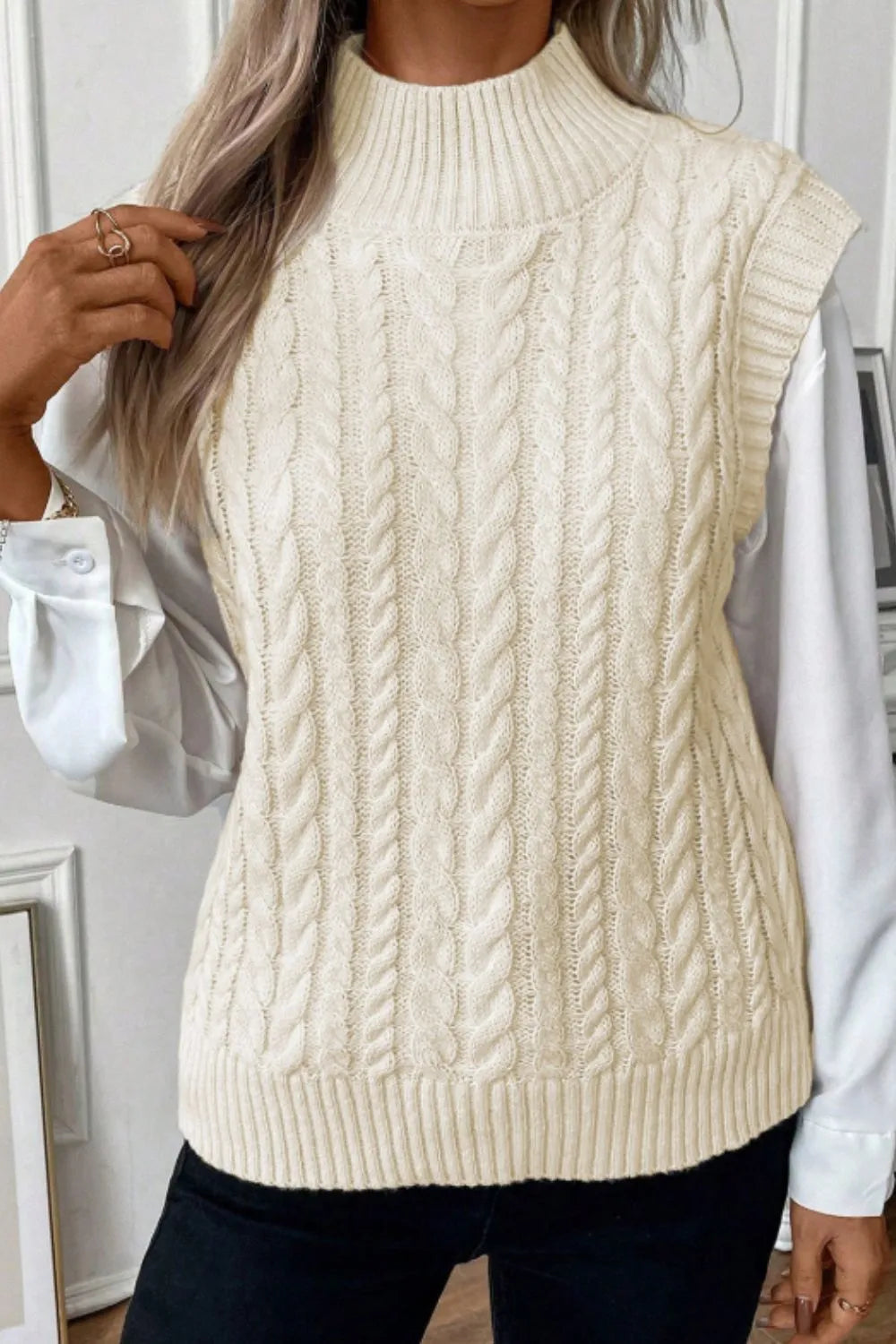 Sleeveless knit sweater autumn pullor top for women -3