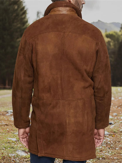Thick winter coat marron zip jacket for men -3