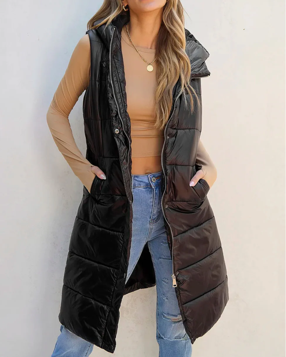 Puffer long sleeveless jacket for women -2