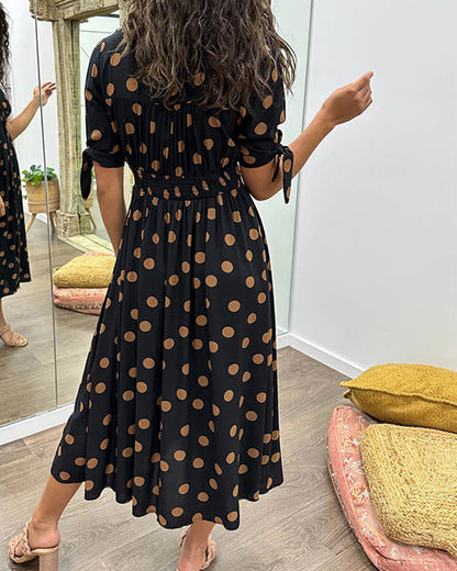 Mi-long polka dots dress for women | Roxane -3