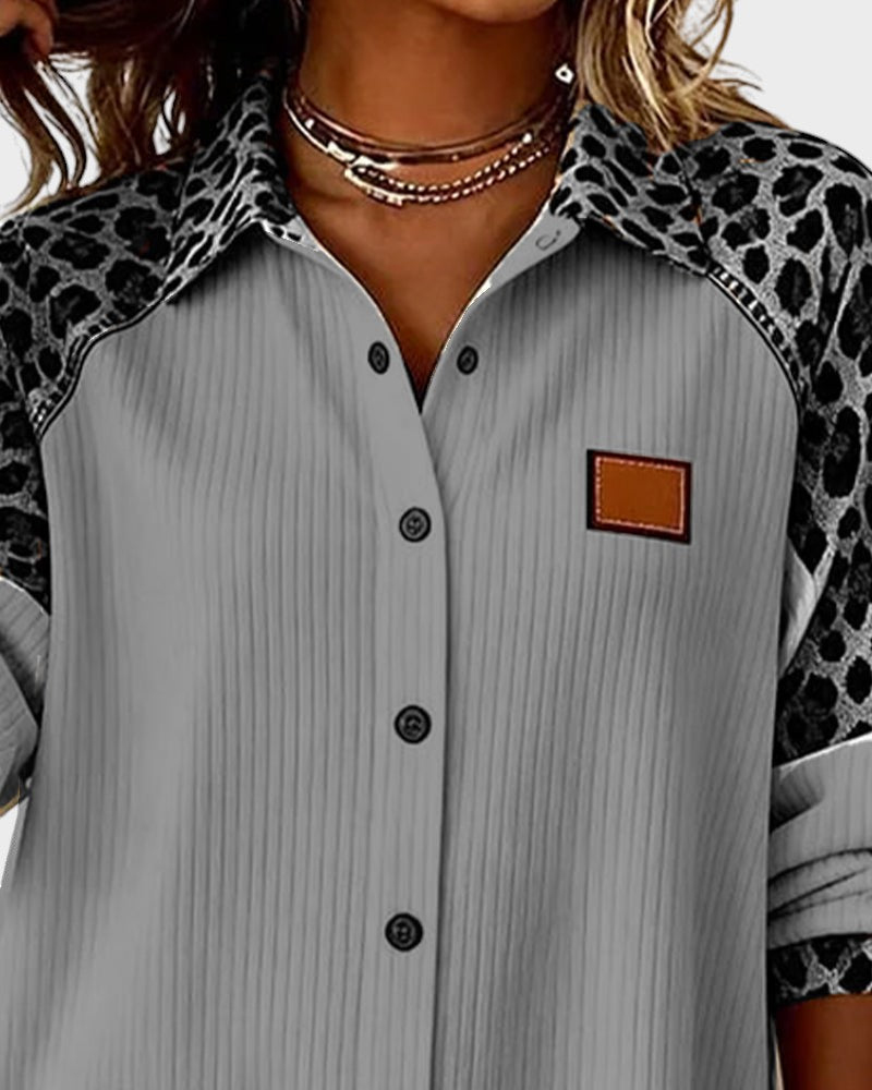 Two-tone buttoned printed details shirt for women | Orelia -10