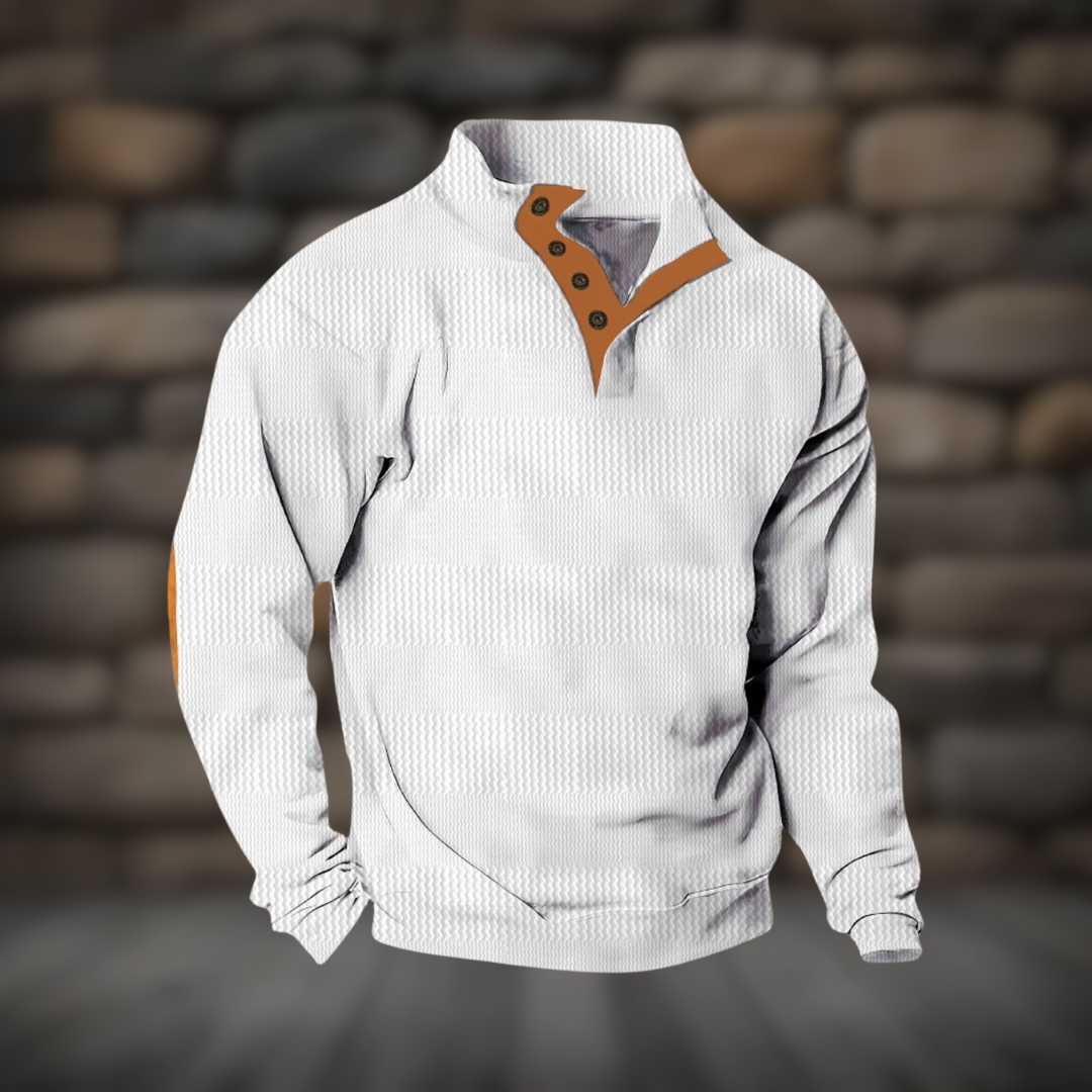Soft button-up-pressure sweater for men -2
