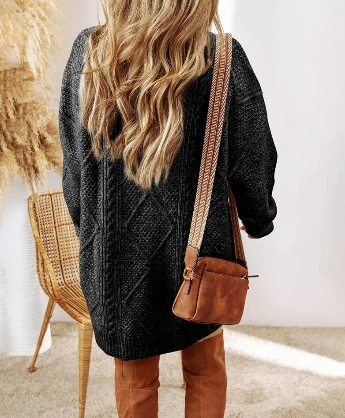 Juno cable knit dress sweater for women | Elara -10