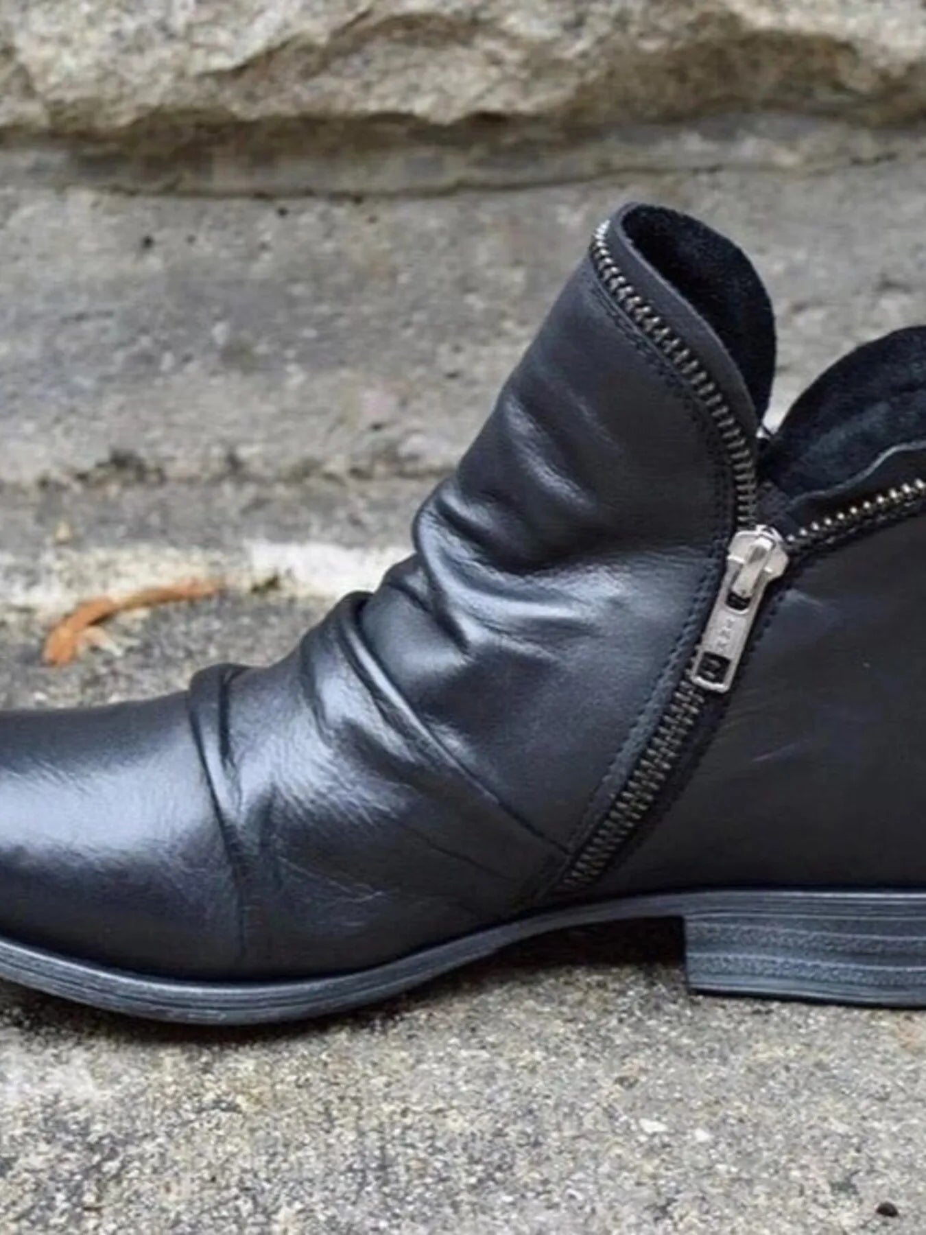 Ankle casual shoes leather slip-on boots for women | Alba -2