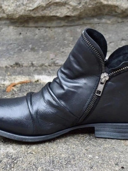 Ankle casual shoes leather slip-on boots for women | Alba -2