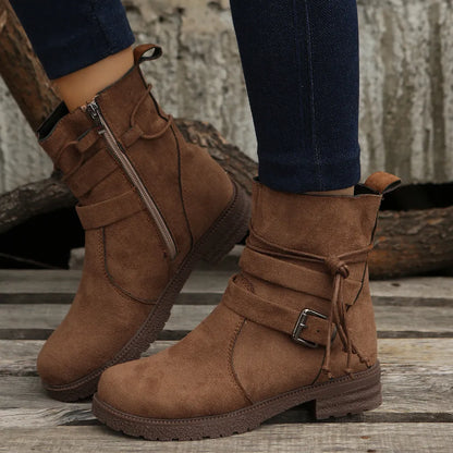 Ankle heel bas suede boots for women | Alexandrine -2