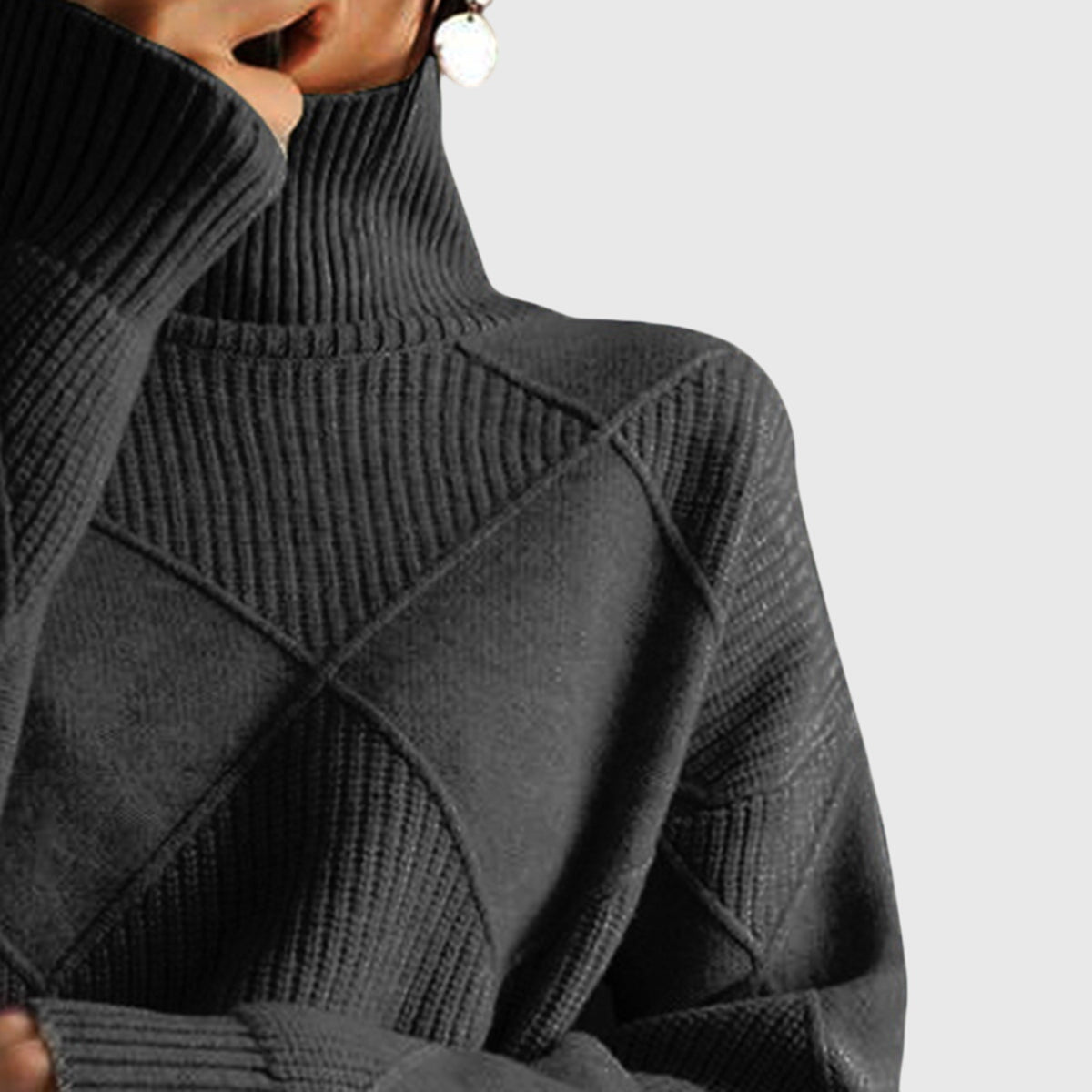 Geometric elegant sweater turtleneck for women | Seraphina -2