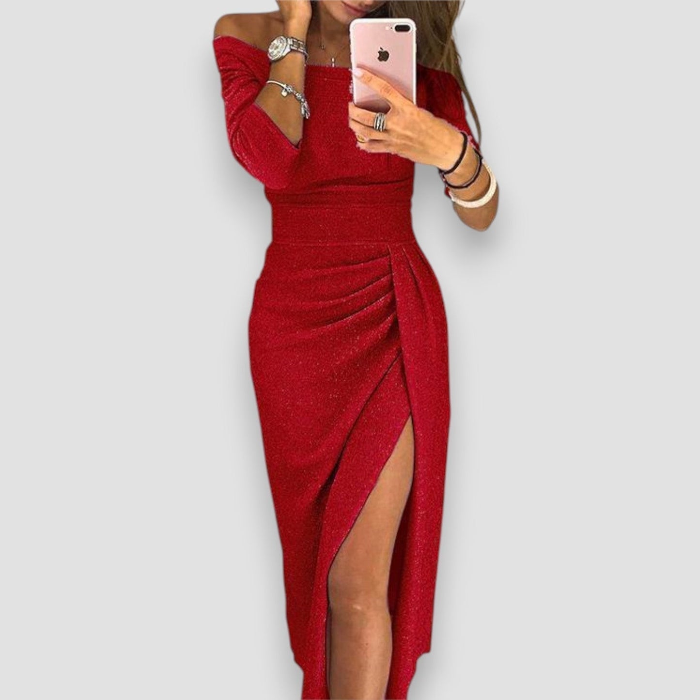 Elegant evening flowing silhouette dress for women | Riley -5