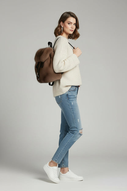 Backpack compact drawstring elegant style handbag for women | Isaline -7