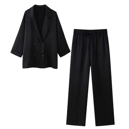 Jacket trousers crossed set for women | Miya -3