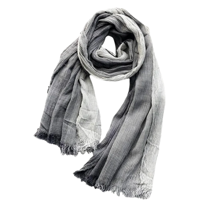 Striped shawl cotton linen clothing for women | Eamon -9