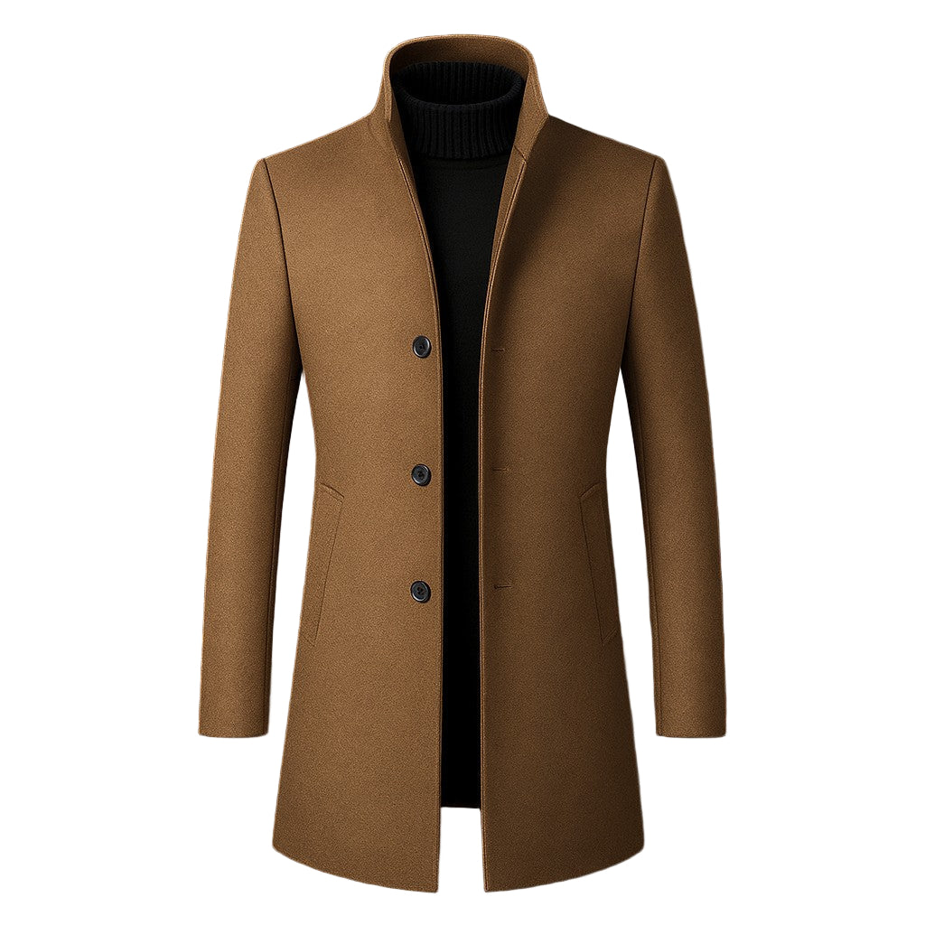 Classic high collar single-breasted coat for men | Adrien -2