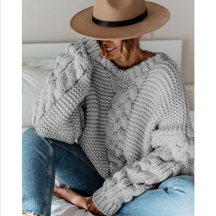 Thick knit cable-knit sweater for women | Kaitlyn -3