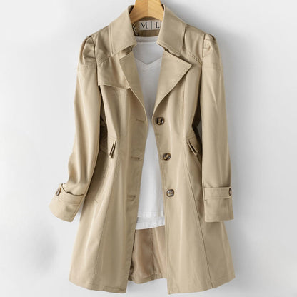 Elegant trench button closure coat for women | Isla -1