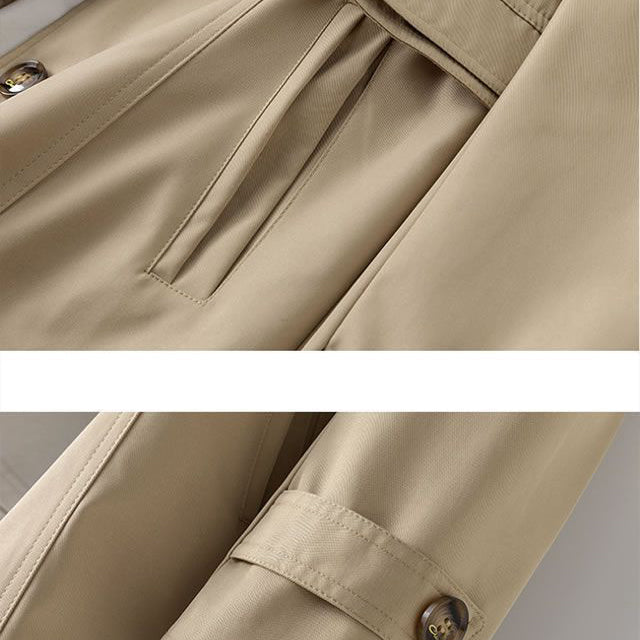 Elegant trench button closure coat for women | Isla -5
