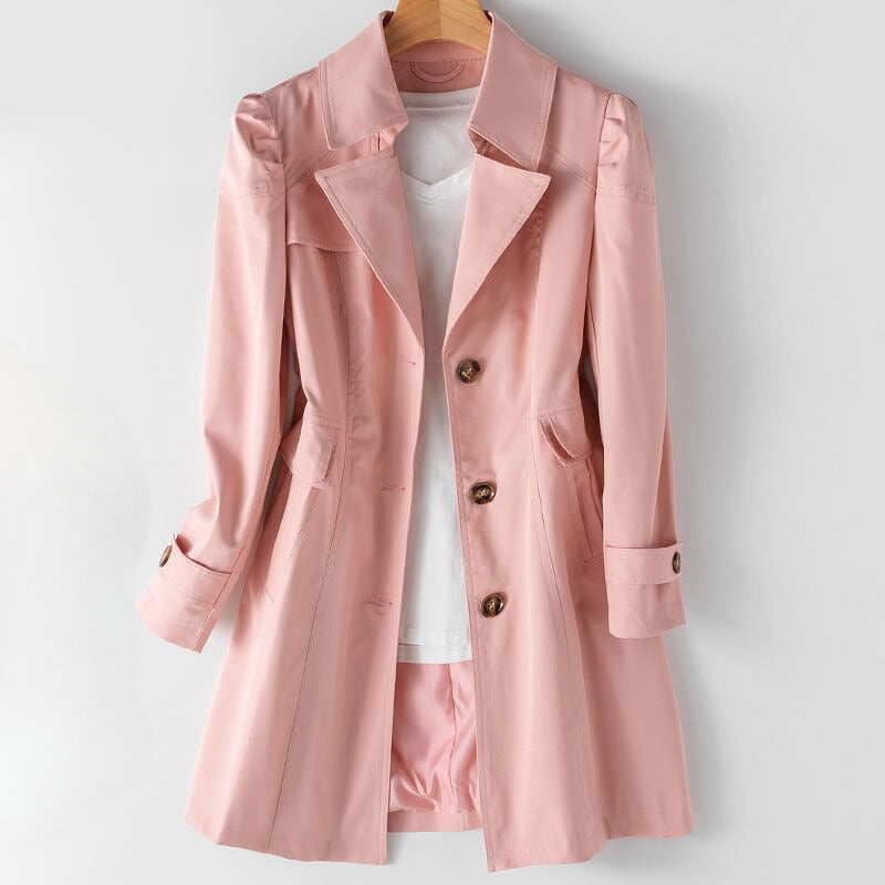 Elegant trench button closure coat for women | Isla -3