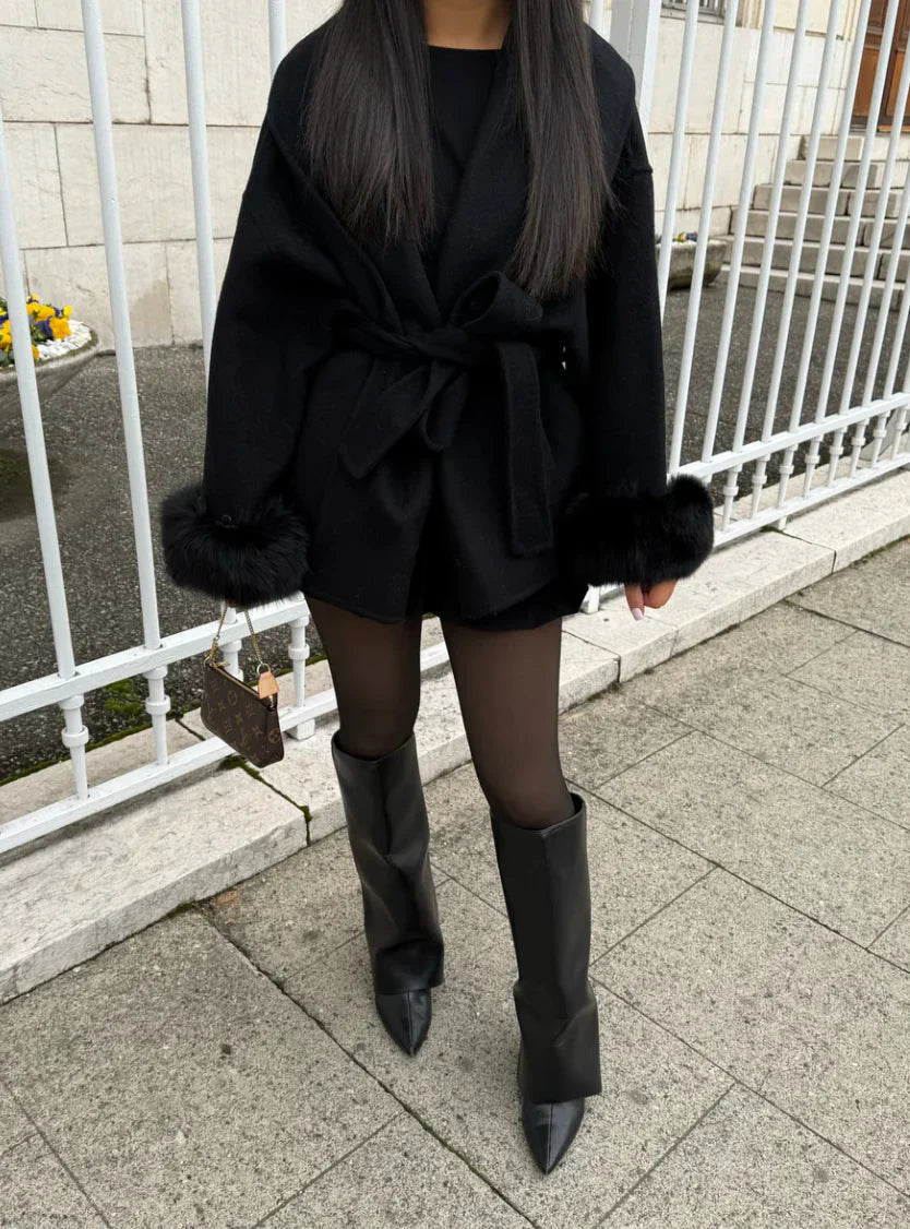 Elegant luxury coat for women | Cuffs Removables -5
