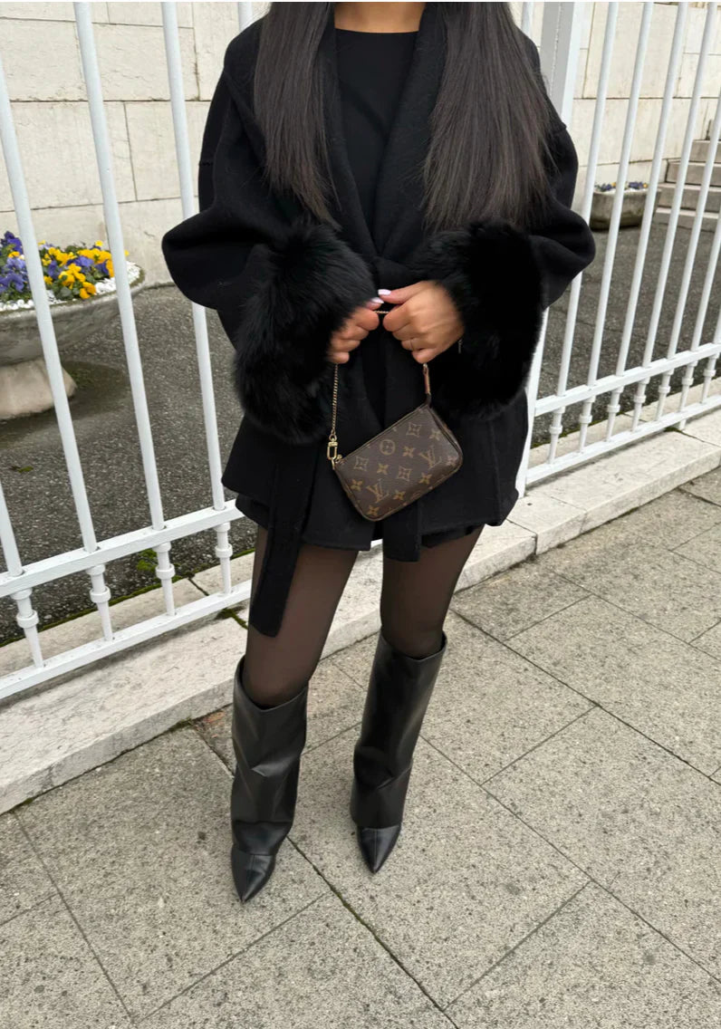 Elegant luxury coat for women | Cuffs Removables -4