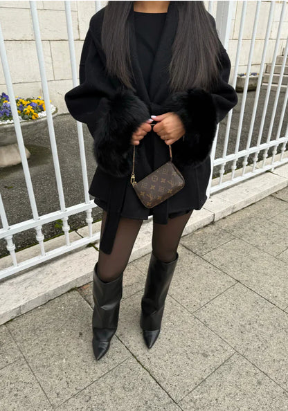 Elegant luxury coat for women | Cuffs Removables -4
