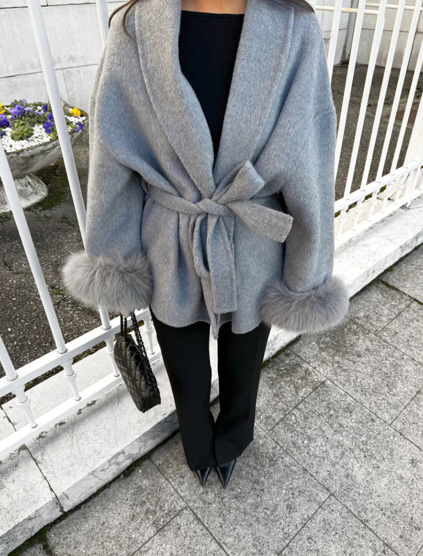 Elegant luxury coat for women | Cuffs Removables -13