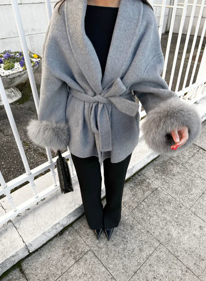 Elegant luxury coat for women | Cuffs Removables -10