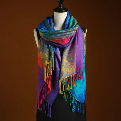 Bohemian gradient cashmere shawl clothing for women | Aurora -2