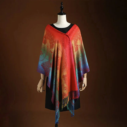 Bohemian gradient cashmere shawl clothing for women | Aurora -3