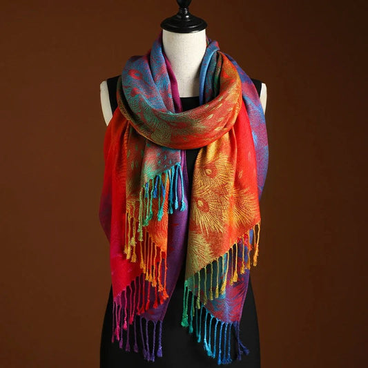 Bohemian gradient cashmere shawl clothing for women | Aurora -1