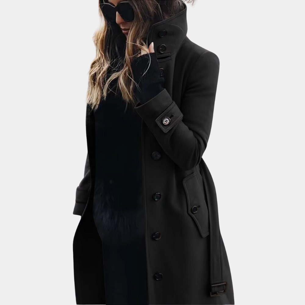 Long high collar coat for women | Tiphaine -4